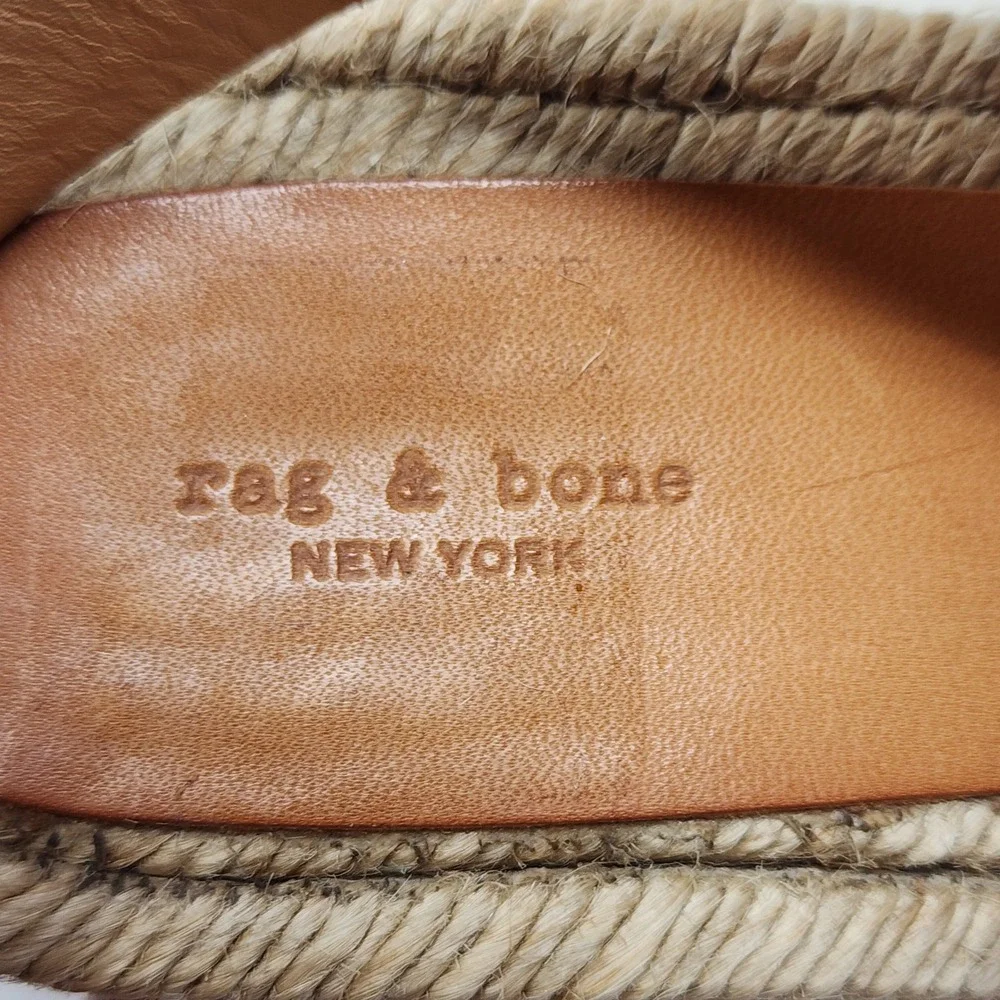 Rag & Bone Wedge Espadrille Sandals 38.5‎ 8.5 Wom Calla Tan Leather Buckle Spain